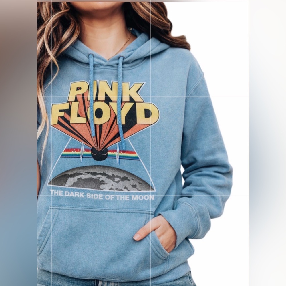 Pink Floyd Hoodie Sweatshirt Womens X-small New w/tags Light Blue Band Rock